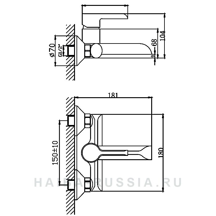 Смеситель для ванны HB60805-7 черный хром