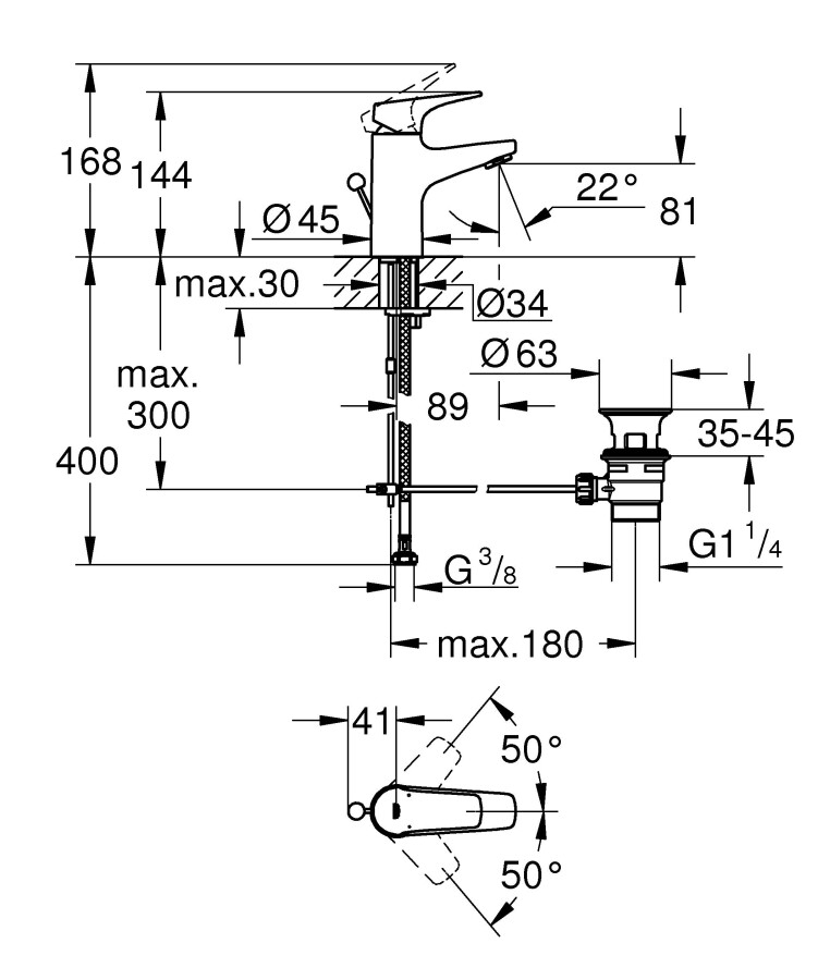 Grohe Start Flow 23809000 смеситель для раковины 28 мм