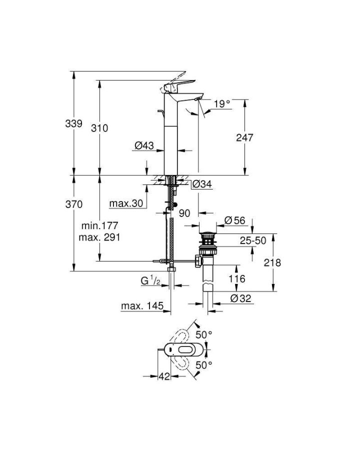 Grohe BauLoop 32856000 смеситель для раковины 28 мм