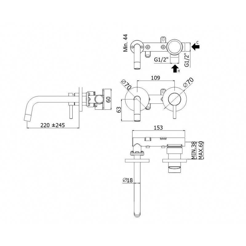 Paffoni Light LIG103ST70 смеситель для раковины сталь