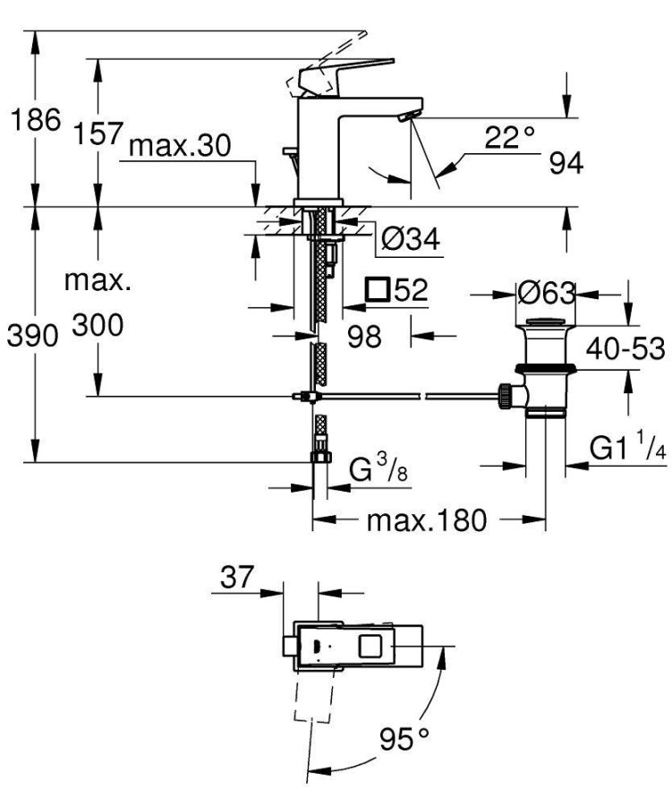 Grohe Eurocube 2339000E смеситель для раковины 28 мм