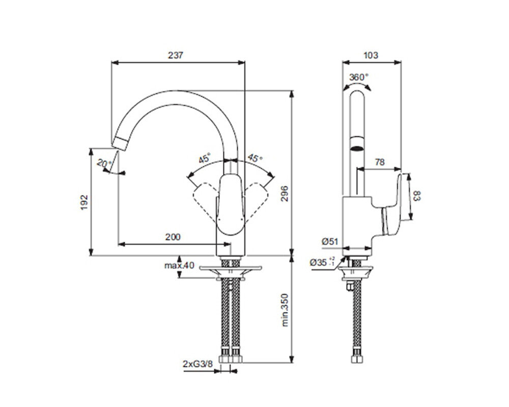 Ideal Standard Ceraflex B1740AA смеситель для ванны хром