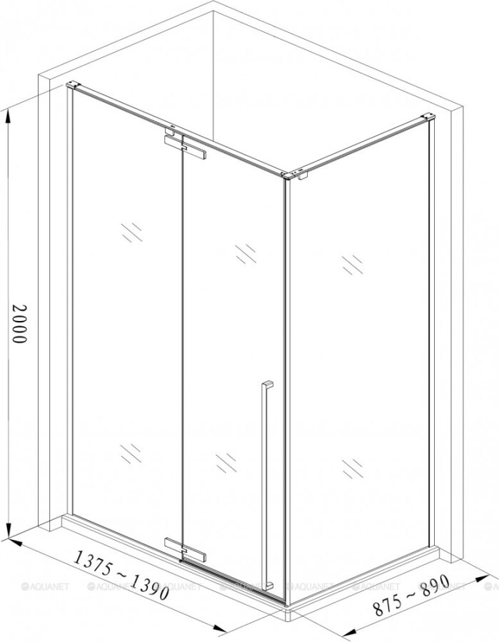 Aquanet Ideal AE-AXC94MB-S-C душевое ограждение 140*90*200