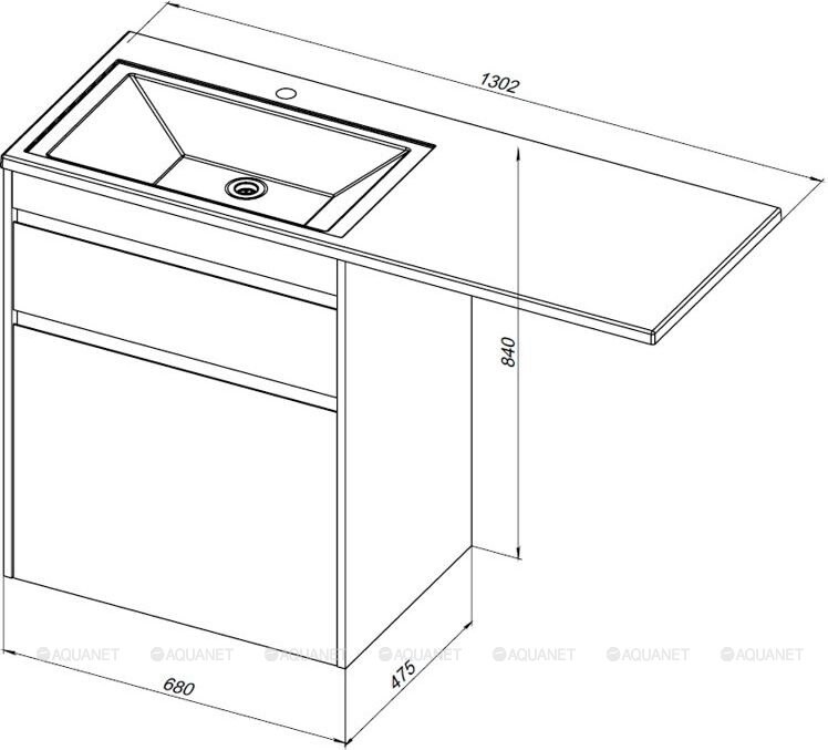 Aquanet Токио 130 L тумба с раковиной напольная белый 00239302