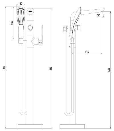 Lemark LM4944CW Меланж смеситель для ванны напольный хром/белый