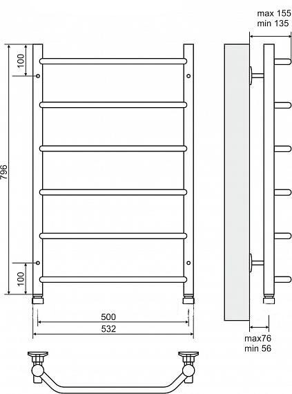 Terminus Виктория полотенцесушитель электрический П6 500*830