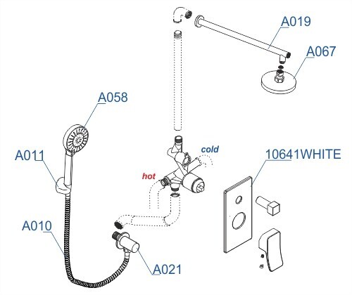 WasserKRAFT A16067WHITE душевая система скрытый монтаж белый