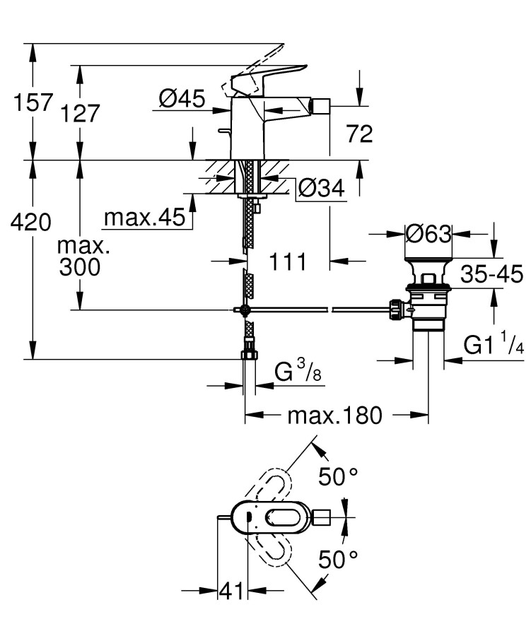 Grohe StartLoop 23352000 смеситель для биде