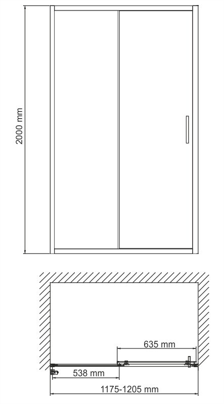 WasserKRAFT Main 41S05 душевые двери 120*200