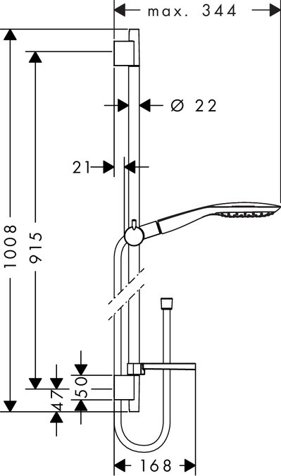 Душевой набор Hansgrohe 27857000 Raindance Select E 150 3jet/ Unica'S Puro 0,90 м