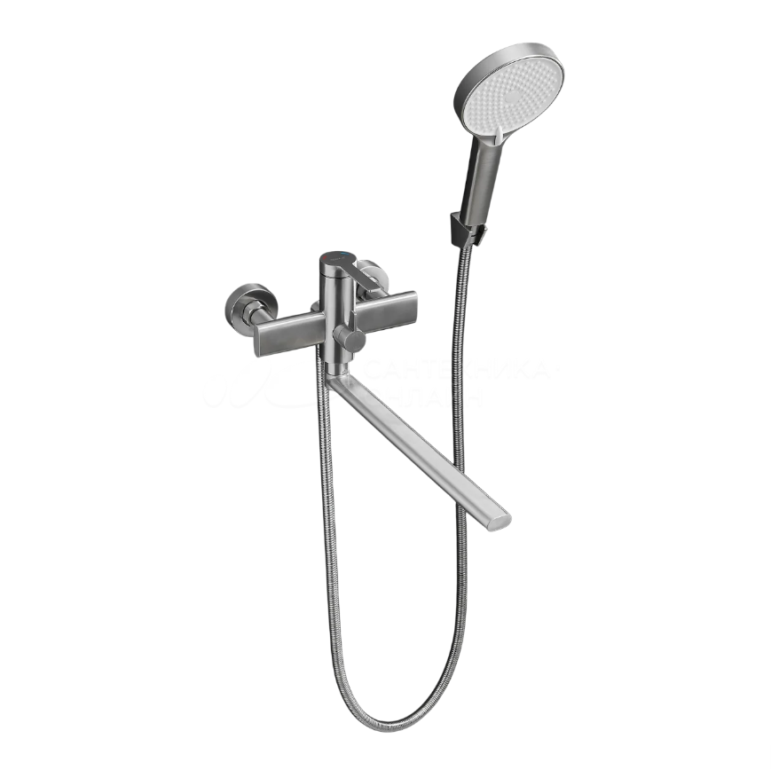 Смеситель с длинным изливом для ванны BELZ B813 B22813-1 сатин