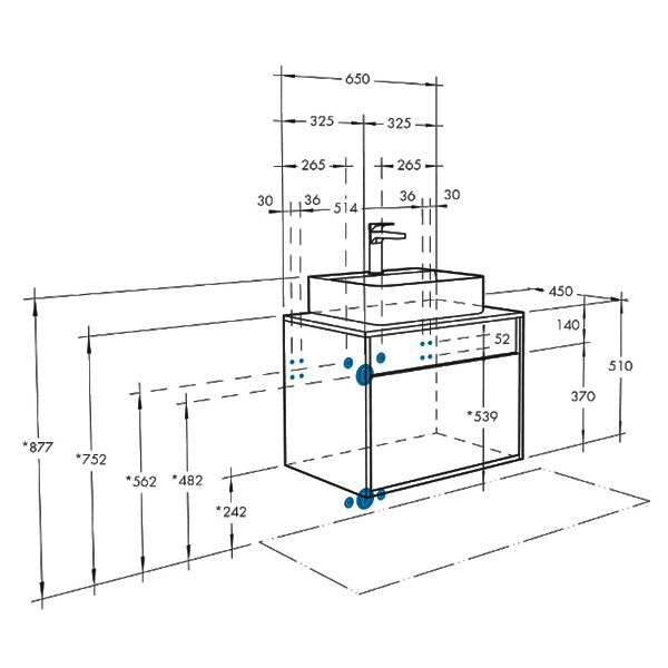 Акватон Лофт Урбан 65 см тумба с раковиной Geometry 1A254001LQX60 подвесная