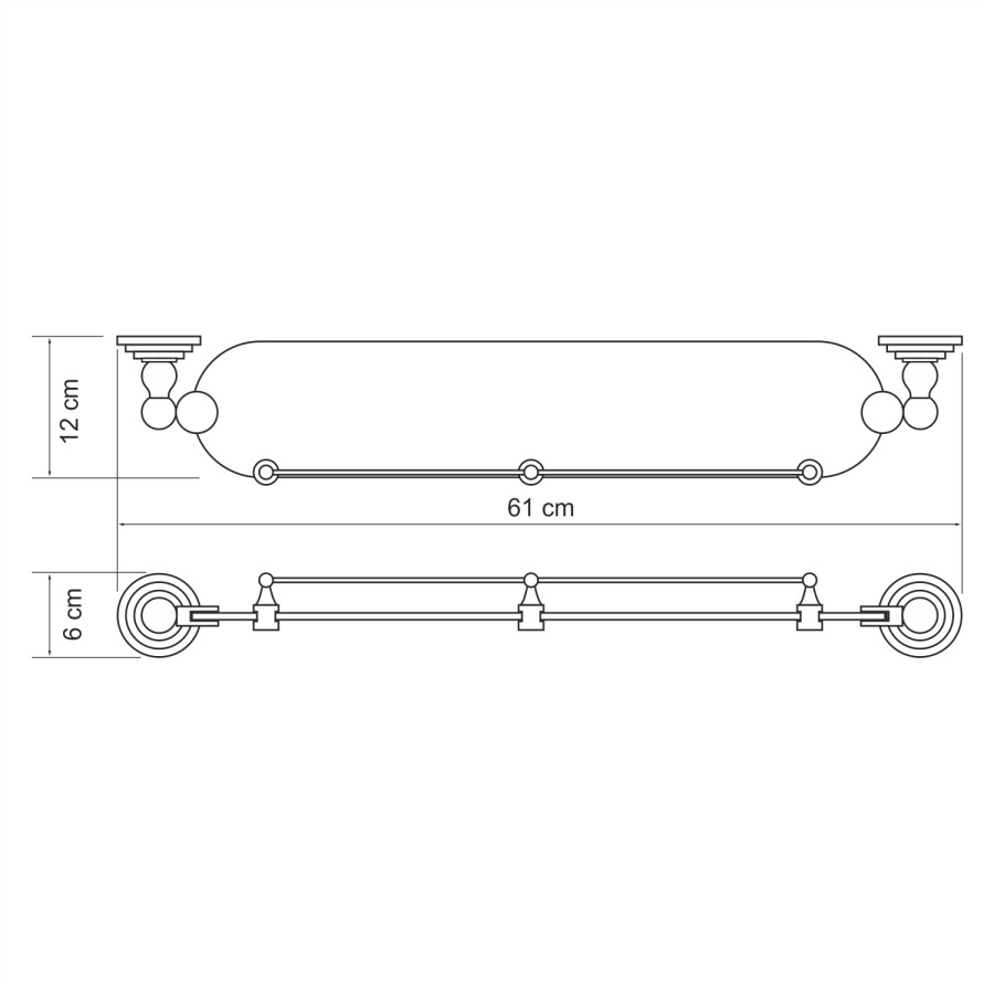 WasserKRAFT Ammer K-7044 Полка стеклянная хром