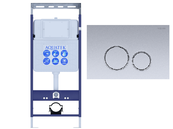 Aquatek EasyFix 50 INS-0000010 инсталляция для унитаза + кнопка KDI-0000019 хром матовая