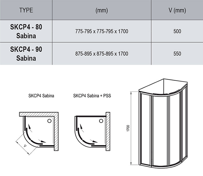 Ravak Supernova SKCP4 Sabina 31144V10011 душевое ограждение 80*80*170