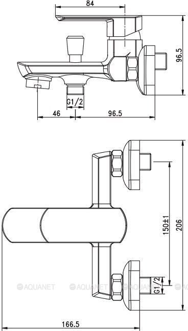 Aquanet Cinetic AF120-20С смеситель для ванны хром