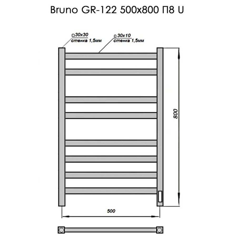 Grois BRUNO GR-122 П8 black полотенцесушитель электрический 500*800