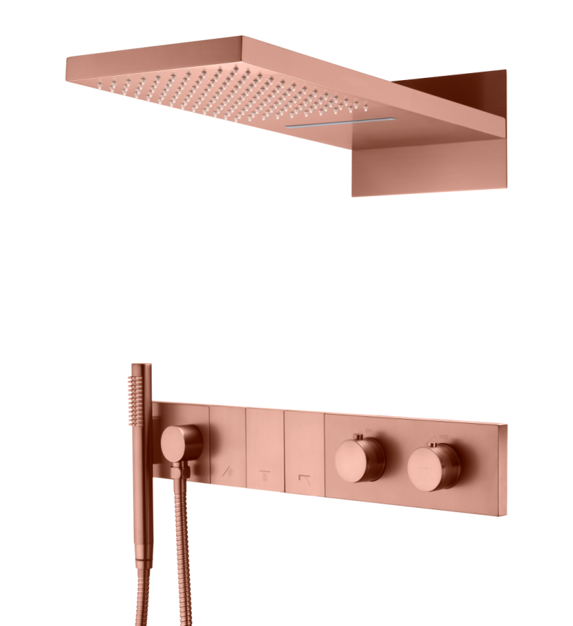 Душевая система трехпозиционная с термостатом Boheme Zodiac Copper Brushed 133-CB