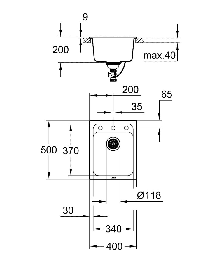 Grohe K700 40*50 31650AP0 мойка кухонная черный гранит