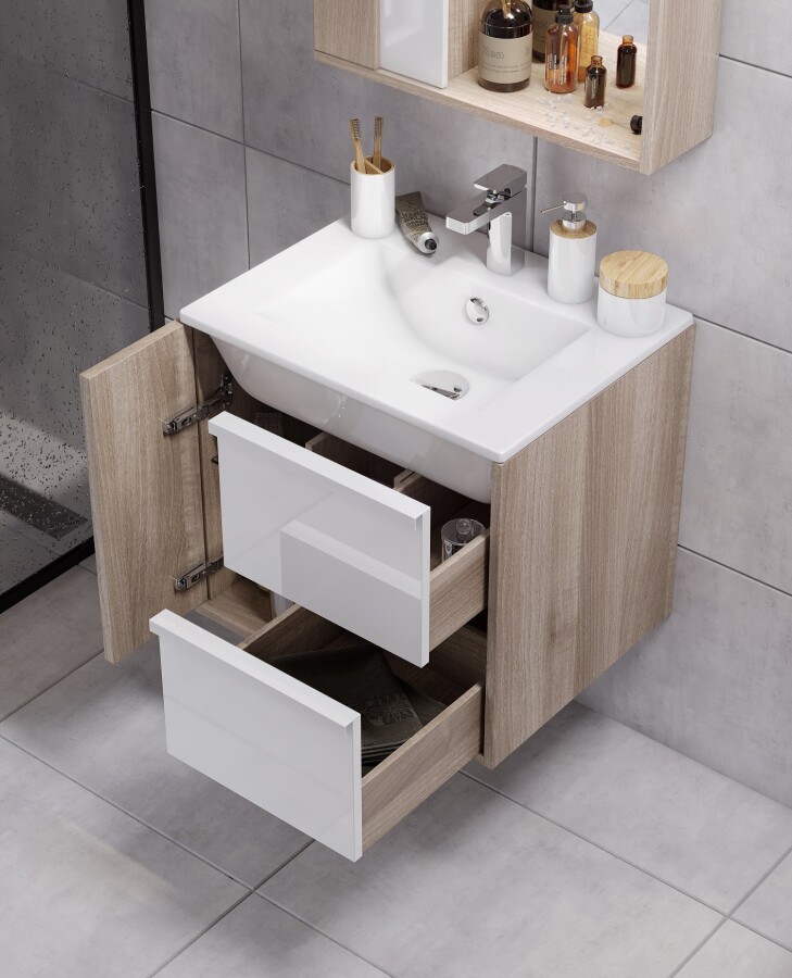 Акватон Бостон 75 см тумба с раковиной 1A252601BN010 подвесная