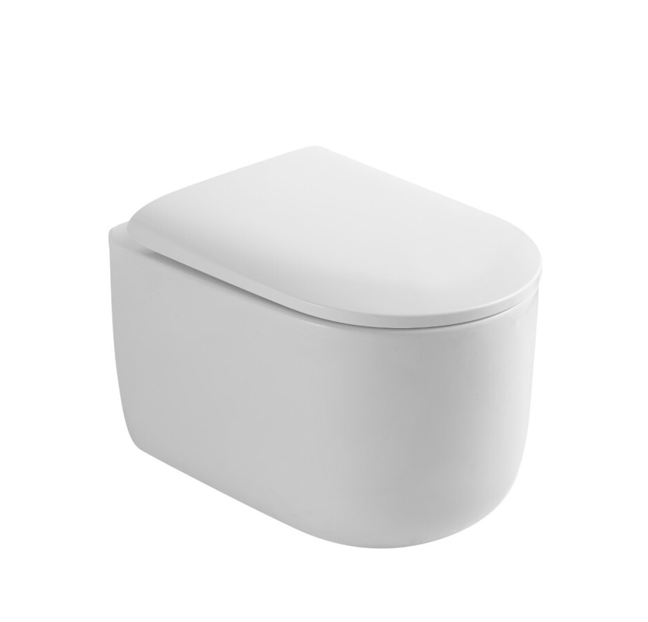 Унитаз подвесной Boheme Flow Белый глянец c крышкой, Торнадо 969-SET-W