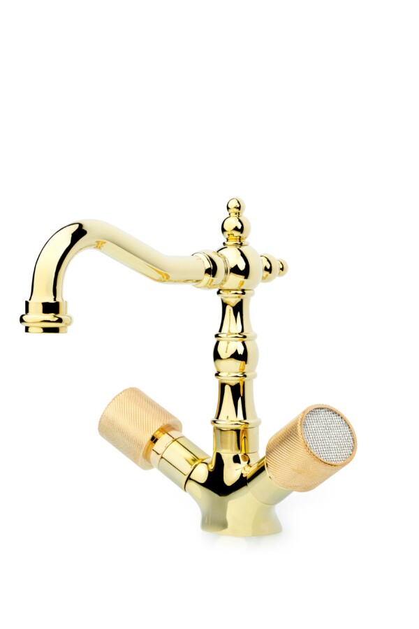 Смеситель для раковины высокий Boheme Royal Cristal Золото 292-Royal/CRST