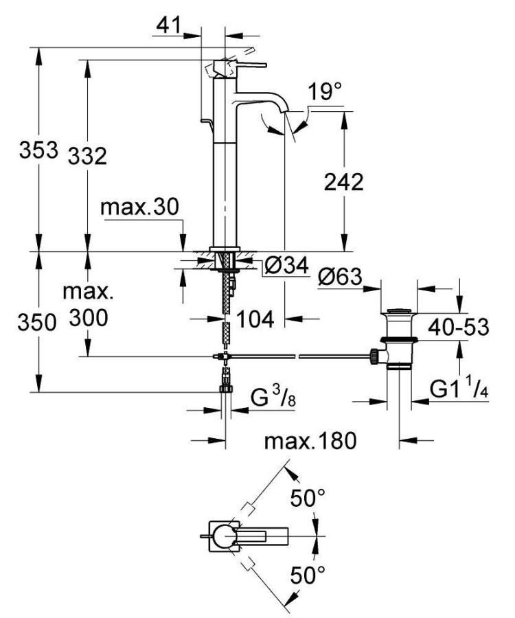 Grohe Allure 32760000 смеситель для раковины 28 мм