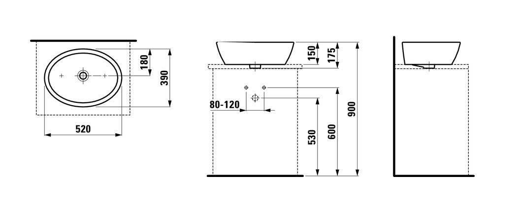 Laufen Pro раковина накладная 52 см