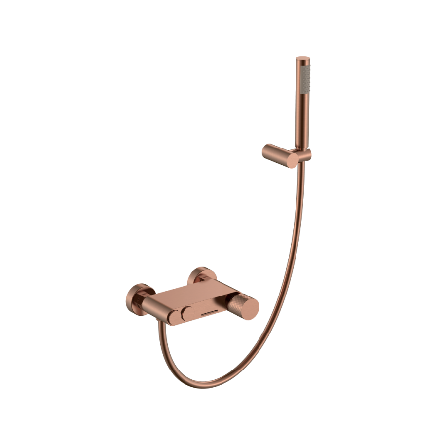 Смеситель для ванны с душевым гарнитуром Boheme Stick ручка Diamond Copper Brushed 123-CB