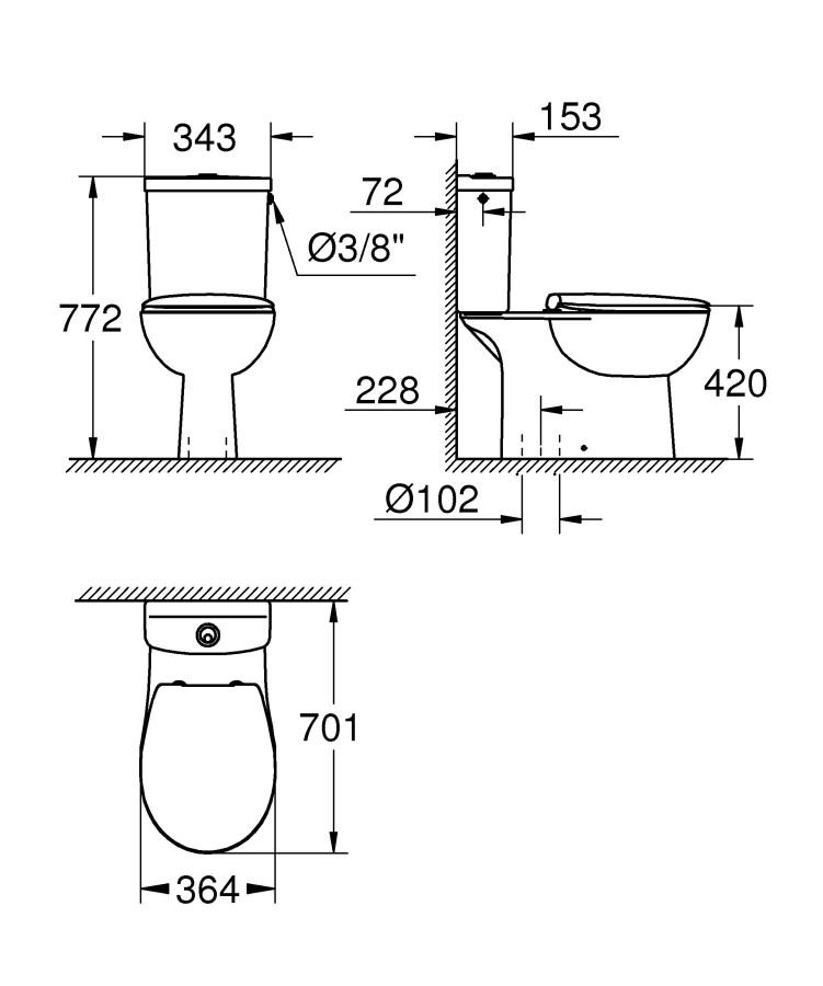 Grohe Bau Ceramic 39346000 унитаз напольный