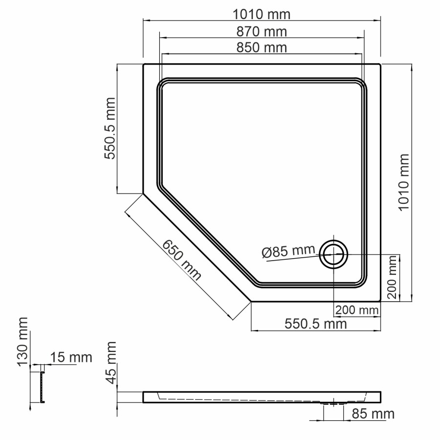 WasserKRAFT Isen 26T38 душевой поддон акриловый 100*100*17,5