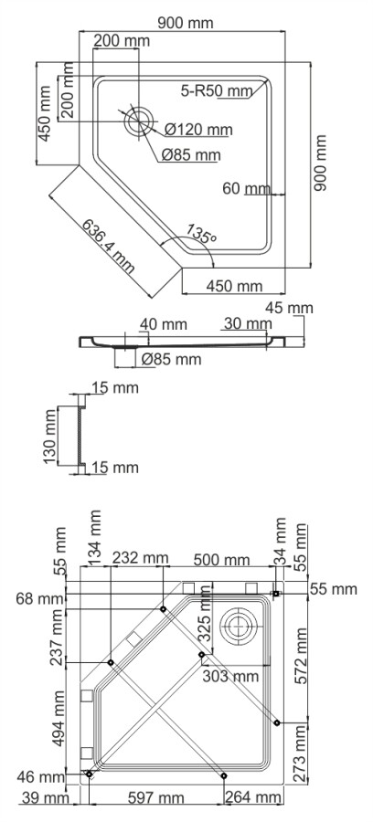 WasserKRAFT Isen 26T11 душевой поддон акриловый 90*90*17,5