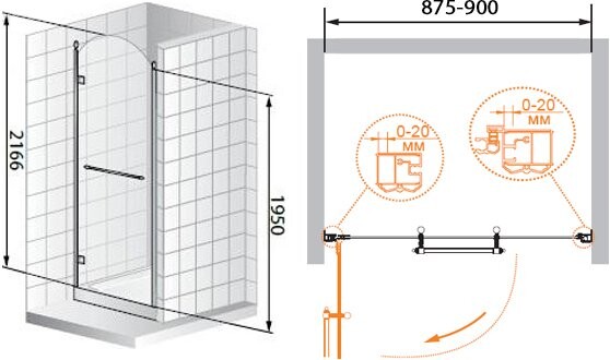 Cezares RETRO-A-B-1-90-CP-G-L душевые двери 90*216