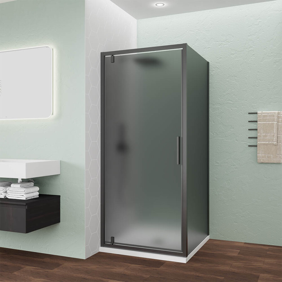 Душевой угол Veconi Ottimo P30SP GR (70×70×190) распашная, профиль брашированный графит, стекло тонированное матовое OP30GR-SP-7070-12-C9