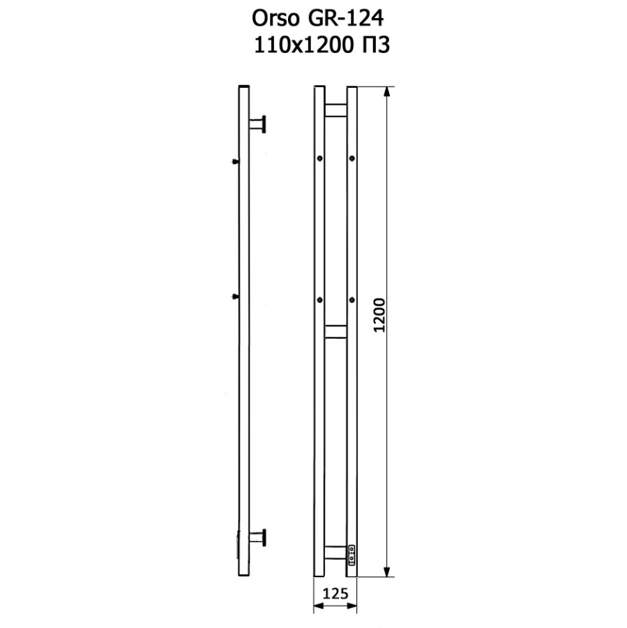 Grois Orso GR-124 П3 black mat полотенцесушитель электрический 1100*1200