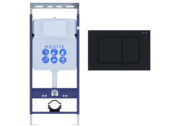 Aquatek EasyFix 50 INS-0000010 инсталляция для унитаза + кнопка KDI-0000012 черная матовая