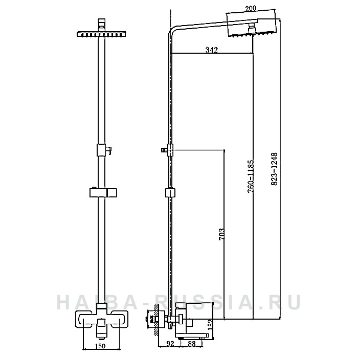 Haiba HB24803 Душевая система с изливом