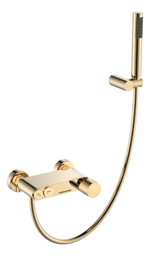 Смеситель для ванны с душевым гарнитуром Boheme Stick ручка Diamond Gold 123-GG