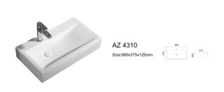 Azario AZ-4310 раковина подвесная 66*37.5*12.5 см