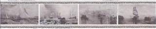 Kerama Marazzi Ньюпорт 40х7 см бордюр настенный фиолетовый корабли