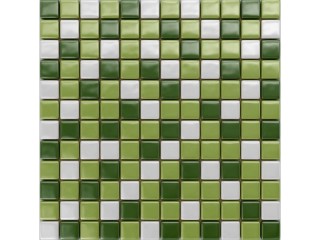 MVA Print mosaic мозаика стеклянная белый зеленый микс 32x32 см поверхность глянцевая
