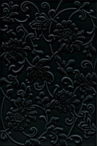 Kerama Marazzi Аджанта 20х30 см плитка настенная черная матовая цветы 8217