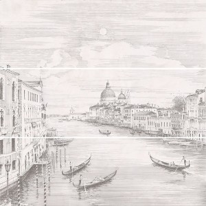 Kerama Marazzi Город на воде 75х75 см панно из 3 шт светло серый Venice