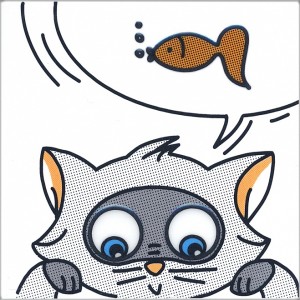 Kerama Marazzi Кошки-Мышки 20х20 см декор настенный глянцевый Рыбка