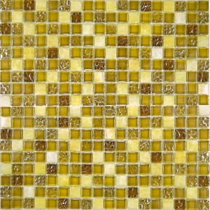 Bonaparte Glass Stone 1 30х30см мозайка стеклянная с камнем желто кричневая